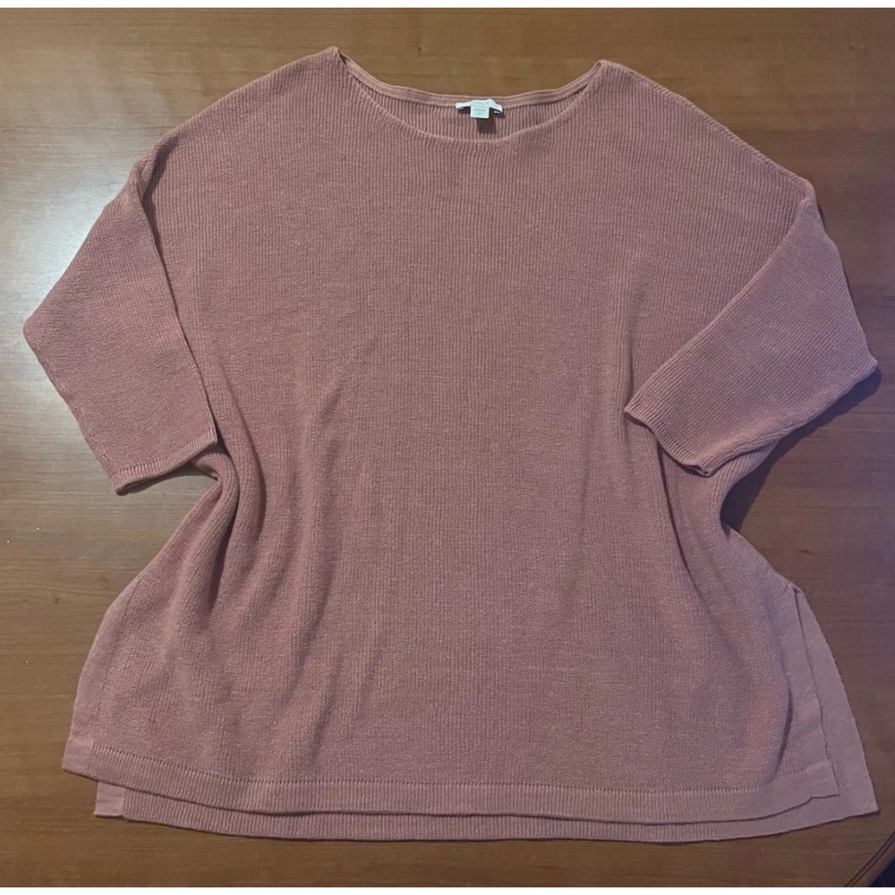 Purejill J. Jill Women’s Dusty Rose Linen Blend Oversized Shirt M Petite Mature